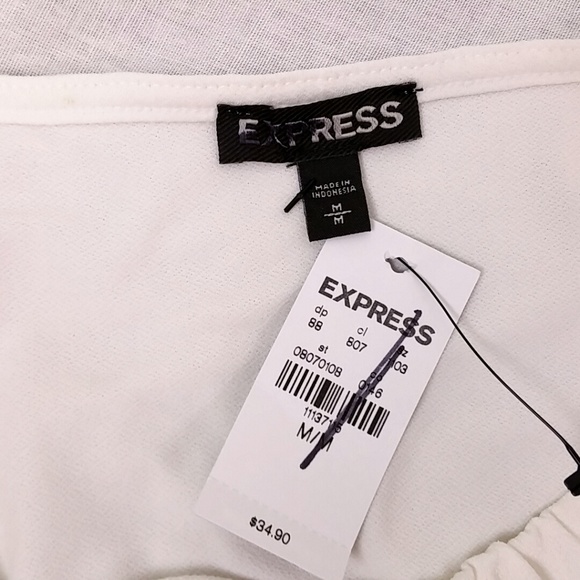 NWT Express Ivory Keyhole Deep V Neck Blouse - Picture 6 of 7